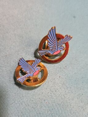Clip On Blue Bird Earrings